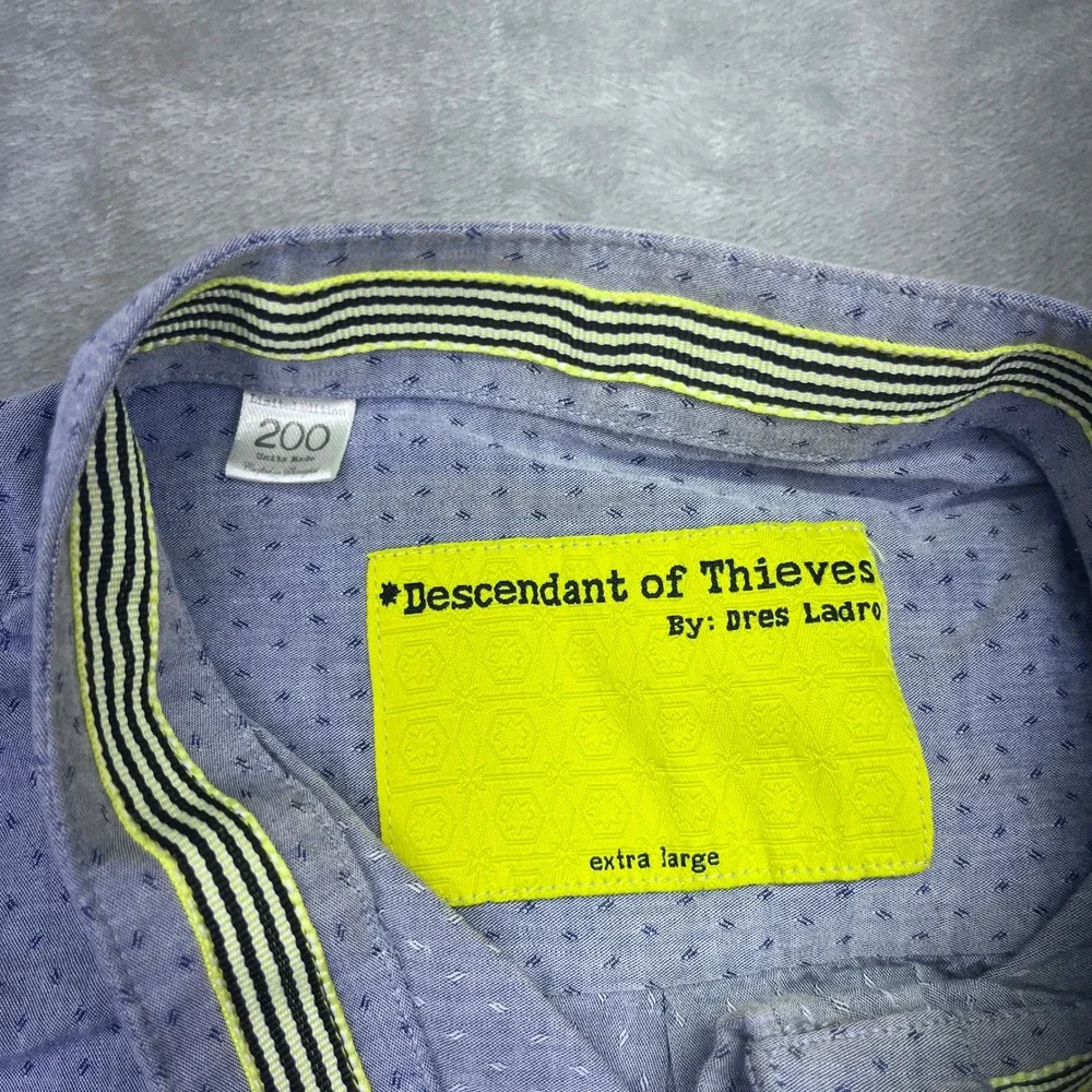 Descendant of Thieves Mens‎ XL Blue Pattern Short Sleeve Button Up Shirt